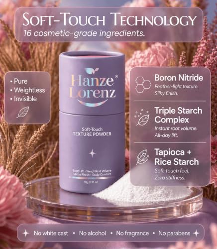 Hanze Lorenz Volumizing Root Lift Powder for Fine Hair - Unscented, Invisible Texturizer & Teasing Powder