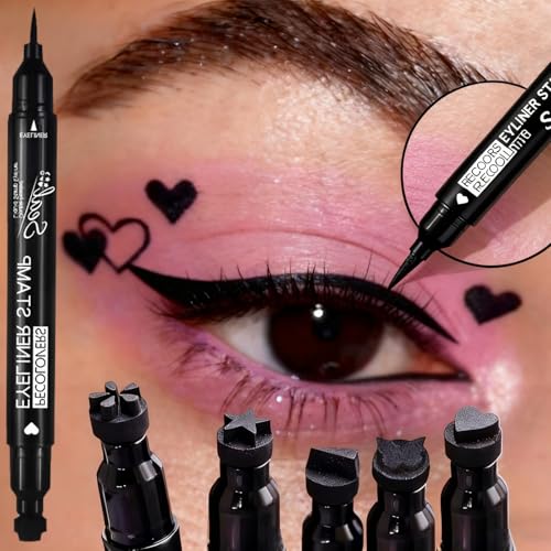 5-Piece Black Liquid Eyeliner Set with Stamp Tips