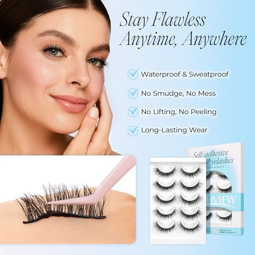 Self Adhesive Eyelashes 5 Pairs - No Glue Press On Lashes