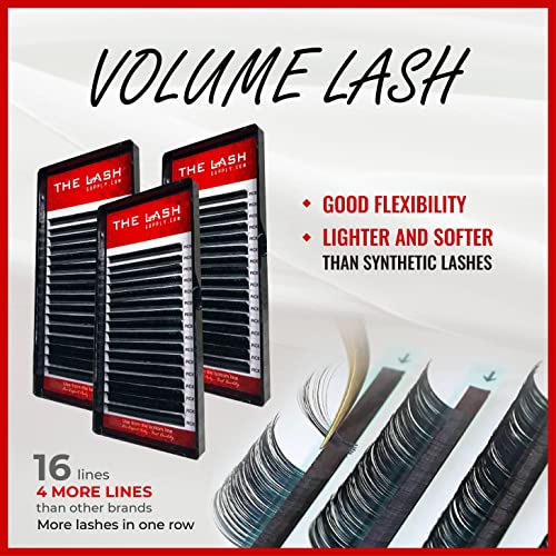 THE LASH SUPPLY Volume Eyelash Extension Professional Supplies, C/CC/D Curl, 8-25mm Length, 0.05/0.07/0.10 Thickness, Fake Eye Lashes, Soft and Lightweight Lashes Mixed to Mixed Length Pack