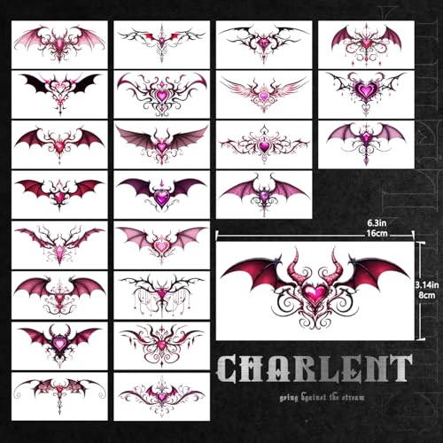 CHARLENT 24 Pc Sexy Temporary Tattoos for Women