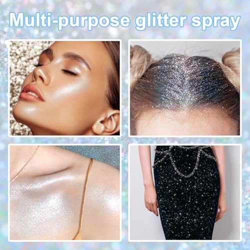 Rainbow Glitter Spray for Hair, Body & Face - Festival Sparkle