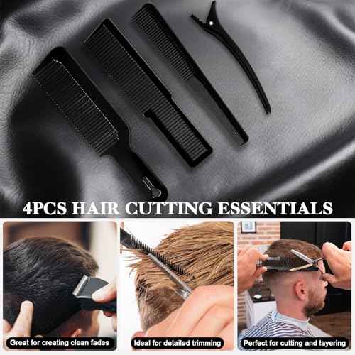 DUAIU 9Pcs Hair Comb Set, Professional Barber Combs for Hair Cutting and Styling - Premium Grade Hair Spray Bottle Neck Duster Barber Brush Set, Taper Texture Clipper Comb Tools for Men Boys