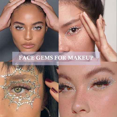 NOOEPC 660Pcs Face Gems Hair Gems, Self-Adhesive Face Jewels Eye Jewels Rhinestones 3/4/5/6 mm DIY Face Gems Stick on, Hair Body Rhinestones Gems Rave Accessories for Face Eyes Makeup Body, Crafts