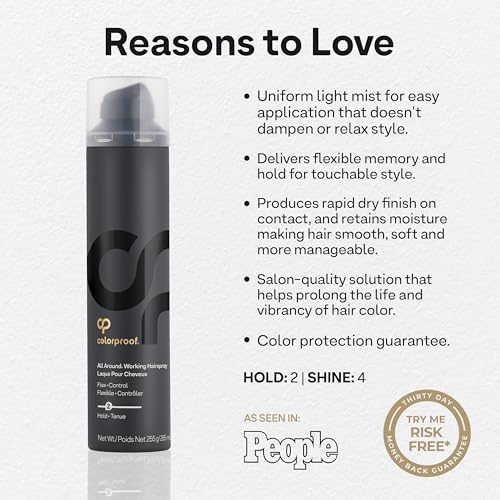 Colorproof All Around Working Hair Spray 9 Fl. Oz. Hair Spray Flexible Hold with Black Currant, Jasmine & Peach Scent, Sulfate Free Hairspray
