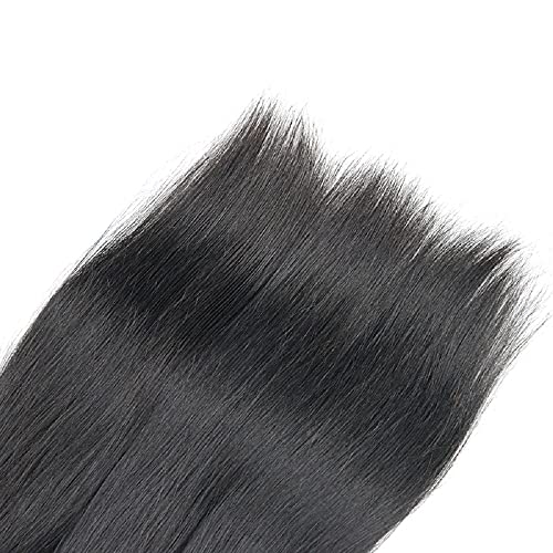 WuvuSnm 20-inch Straight Human Hair Bundles #1B Natural Black Grade 8A