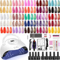 Gel Nail Polish Kit with UV LED Light Lamp & Electric Nail Drill - 25 Colors