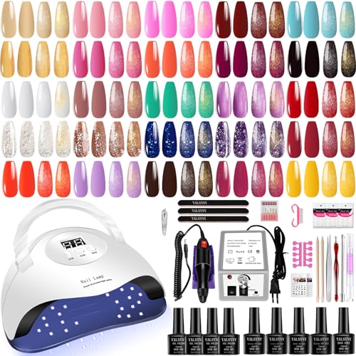 Gel Nail Polish Kit with UV LED Light Lamp & Electric Nail Drill - 25 Colors