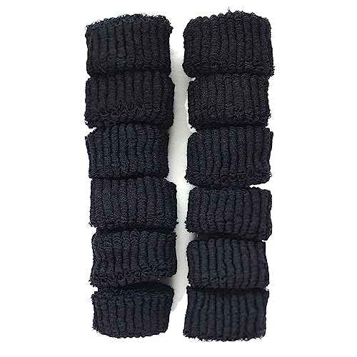12 PACK Bulk Large Soft Thick Towelling Hair Ponios Bobbles Ponytail Bands Hair Donut Ties (Black)