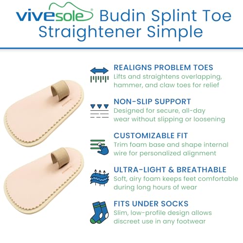 VIVEsole Budin Toe Straightener Pair - Hammer Toe Corrector for Pain Relief