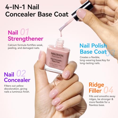Nailshion 4-in-1 Illuminating Nail Concealer Base Coat & Ridge Filler