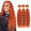 350 Ginger Deep Wave Human Hair Bundles - 22, 24, 26 Inch