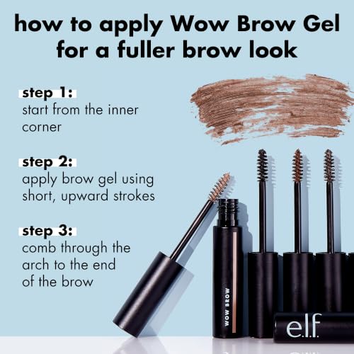 e.l.f. Wow Brow Gel Volumizing Tinted Wax-Gel for Full Natural Brows Brunette