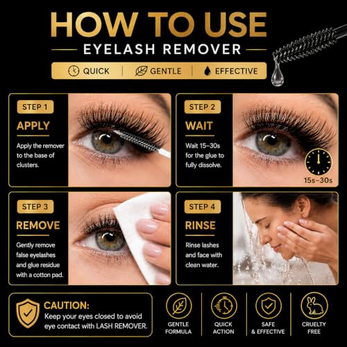Eyelash Remover for Cluster & Strip Lashes - Gentle, Fast, Odorless, Safe for Sensitive Eyes