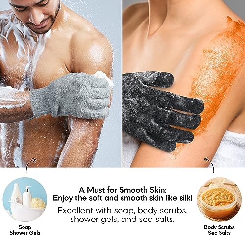 Extra Large Exfoliating Gloves 8 Pack for Big Hands - Double-Sided Shower Scrubbers