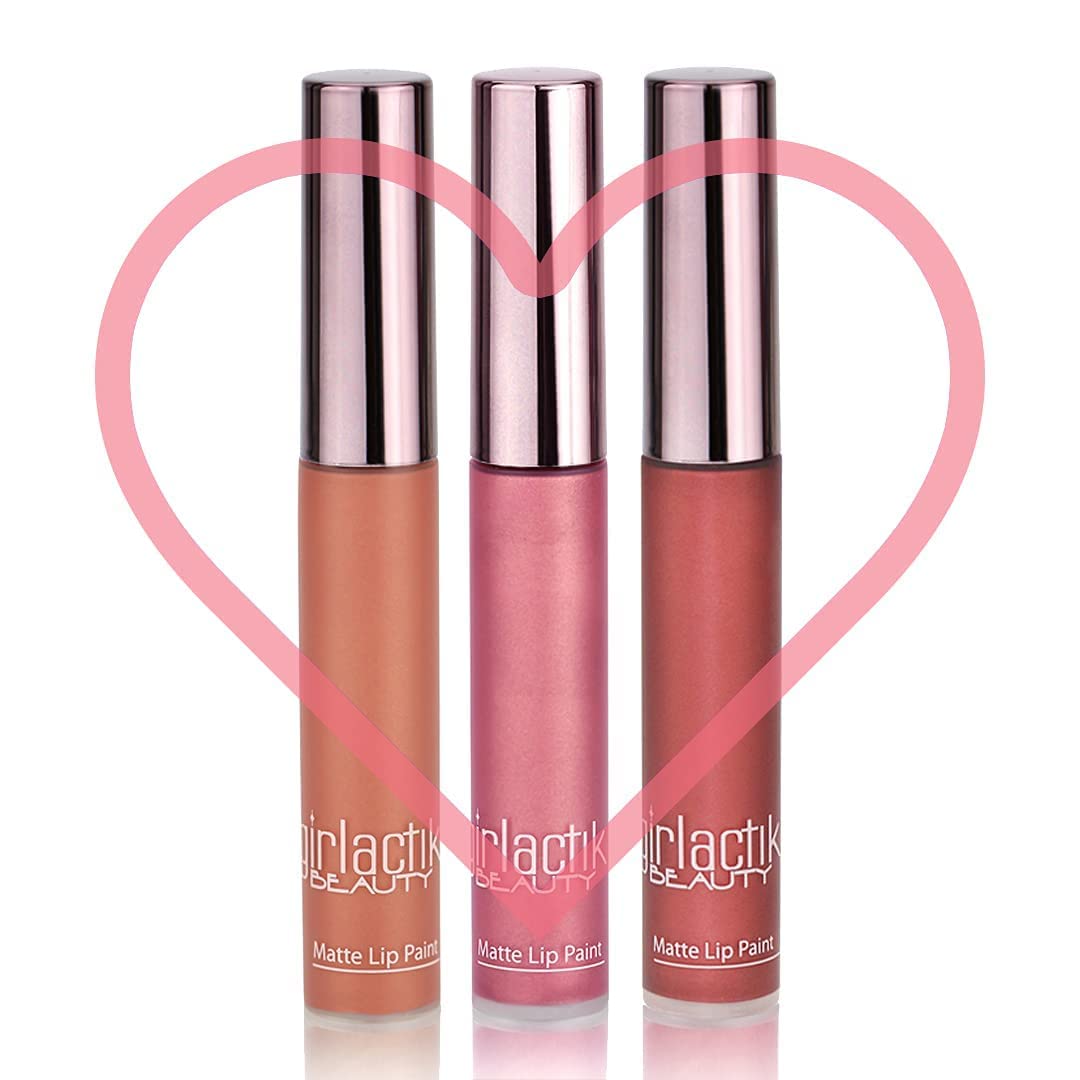 Girlactik Long Lasting Matte Lip Paint Liquid Lipstick - Stripped (Nude) - 7.5 ml / .25 oz