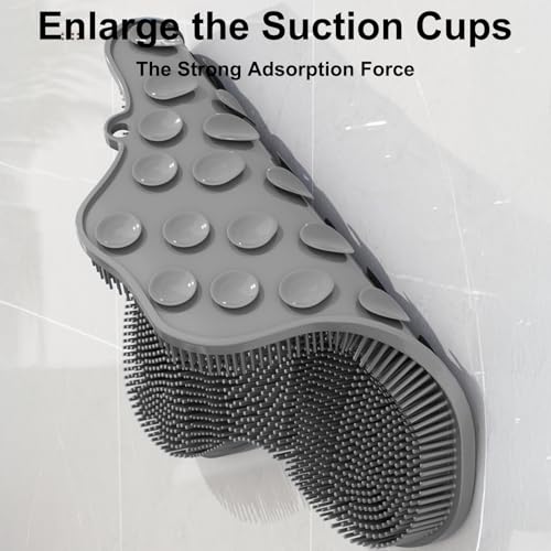 Shower Foot Scrubber, Shower Foot and Back Scrubber with Suction Cups, Shower Silicone Foot Washer for Exfoliating Massage£¨Grey£©