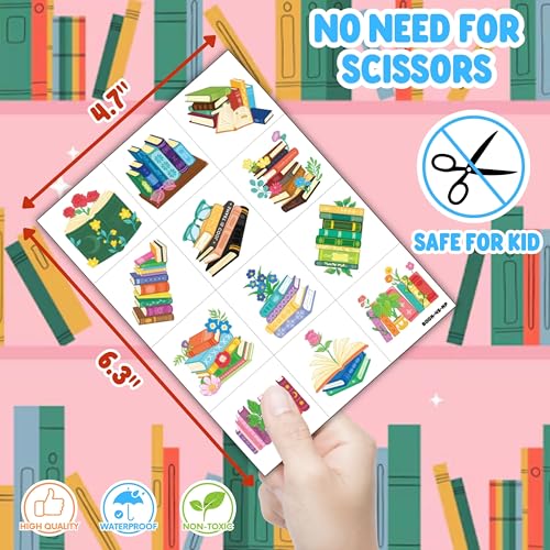 Book Party Favors Set - 72 PCS (48 Tattoos, 24 Balloons)