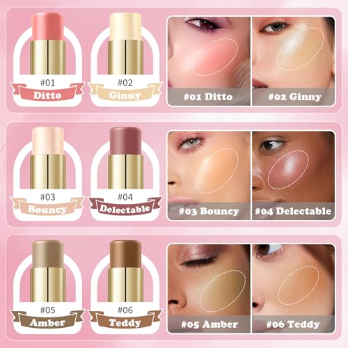 6-Color Cream Contour Stick Kit with Highlighter & Bronzer