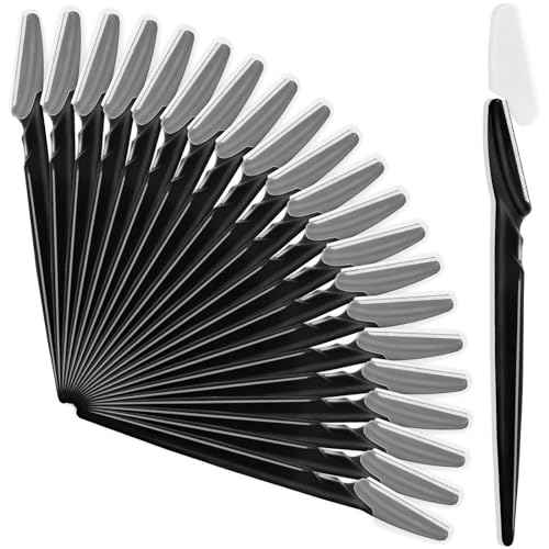 21 Pcs Eyebrow Razors, Face Razors Multipurpose, Exfoliating Dermaplaning Tools, Eyebrow Trimmers Shaver with Safety Cover, Facial Hair Removal for Women Men Body Use (Black)