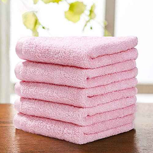 Yoofoss Washcloths Towel Set 10 Pack Baby Rayon Derived from Bamboo Wash Cloth for Bathroom-Hotel-Spa-Kitchen Multi-Purpose Fingertip Towels and Face Cloths 10'' x 10'' - Pink
