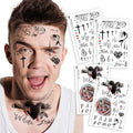 4 Sheets Cosplay Hip-Hop Temporary Face and Body Tattoos ? Rapper-Inspired Fake Tattoo Stickers for Men, Women and Kids ? Realistic Waterproof Tattoos for Cosplay, Halloween, Parties