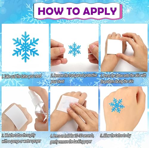 96 Snowflake Temporary Tattoos – Winter Party Favors