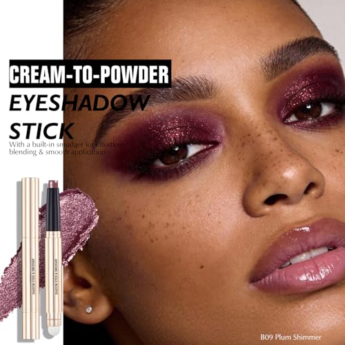 Plum Shimmer Dual-Ended Eyeshadow Stick with Built-in Smudger