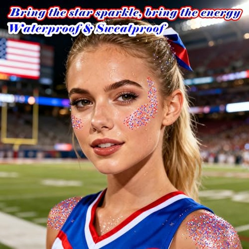 Patriotic Red White and Blue Star Glitter Stick for 4th of July
