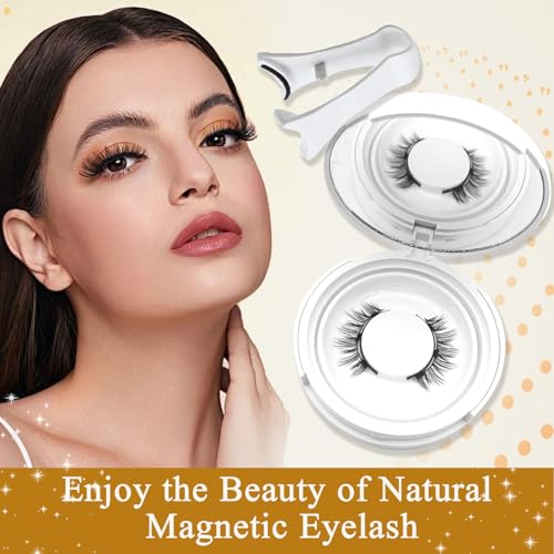 Ginani Magnetic Eyelashes,Ginani Magnet Eyelashes with Applicator Natural Look,Reusable No Glue or Liner Needed Soft Eyelashes Kit for Women(Natural+Simple)