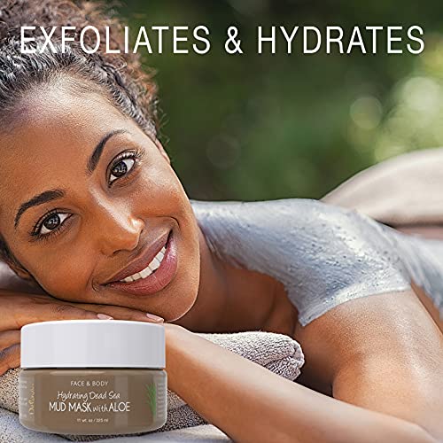 Deluvia Hydrating Dead Sea Mud Mask with Aloe for Face and Body, Gentle Exfoliation, Acne Treatment (11oz)