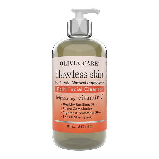 Olivia Care Vitamin C Daily Brightening Facial Cleanser - All Natural Moisturize, Hydrate, Cleanse - Brighten Age Spot, Tighter & Soothe Skin - Antioxidants - All Skin Type - 8 FL OZ