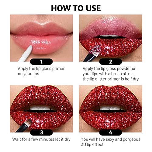 3-Color Glitter Lip Kit with Primer & Applicator