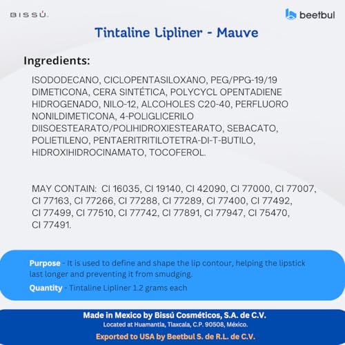 Bissú Tintaline Lipliner - Waterproof, Long-Lasting (Mauve)