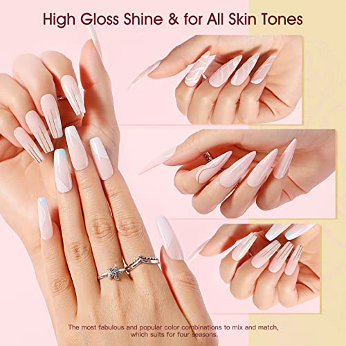 ROSALIND Pink Poly Nail Gel Extension Kit 2 oz (60ml) with Brush & Forms