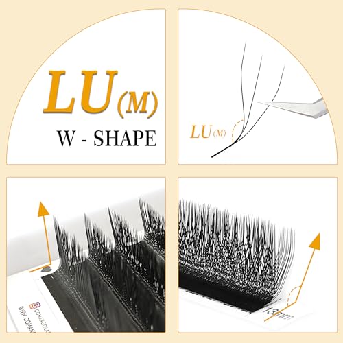 W Eyelash Extensions 0.07mm Thickness 3D Premade lash Fans LU/M Curl Lashes 8-15mm Mixed Tray Soft Fluffy Volume Lash Fans Natural Look Individual Eyelashes (Black, 3D-007-LU-8-15MM)