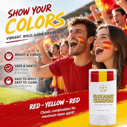 Spain Flag Face Paint Stick - Red Yellow Red for World Cup & Fan Parties (Variation: Spain)