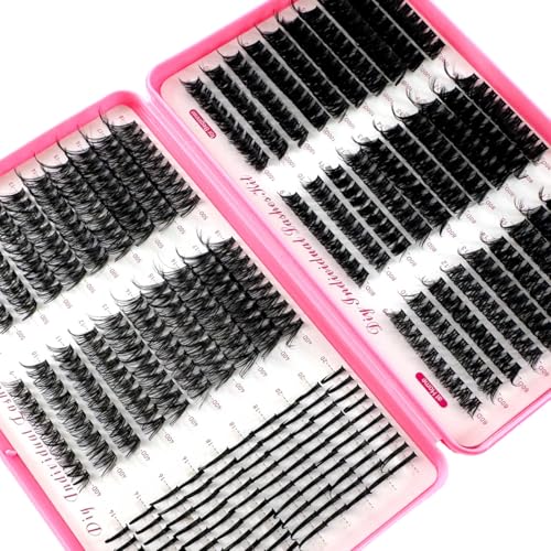 200D-60D large capacity eyelash book single cluster artificial mink false eyelashes 500pcs thick eyelashes 0.07mm D curly false eyelashes 10-18mm mixed mink lashes (Spikes40D50D+60D80D100D)