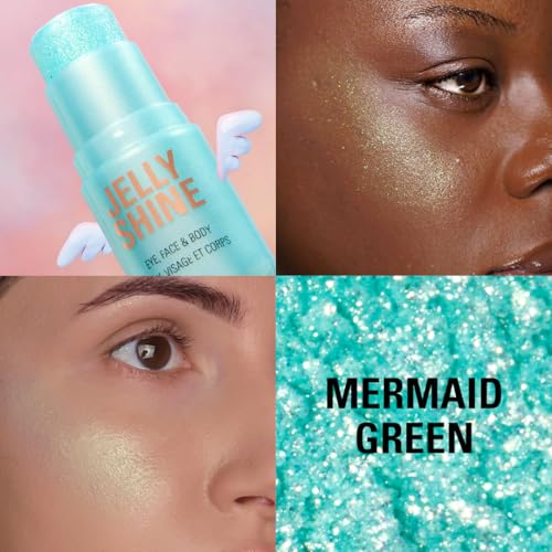 Revolution, Jelly Shine Shadow & Highlight Stick for Eyes, Face & Body with Pearlescent Shimmer Effect, Vegan & Cruelty-Free, Mermaid Green