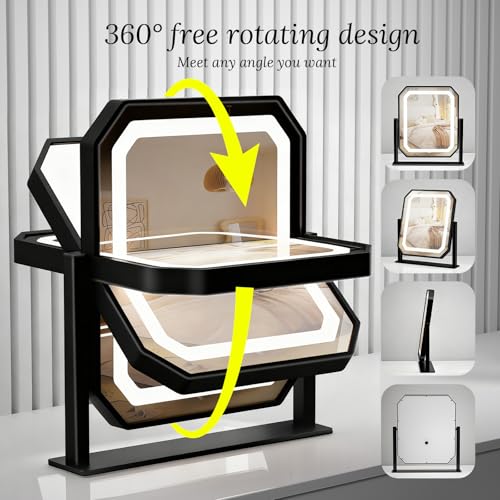 Lighted Makeup Mirror with 10x Magnifying Mirror, 3 Color Modes