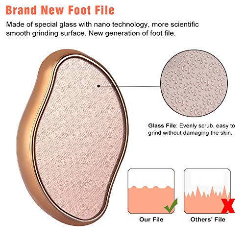 BEZOX Nano Glass Foot File Callus Remover - Portable Pedicure Scrubber (Gold)