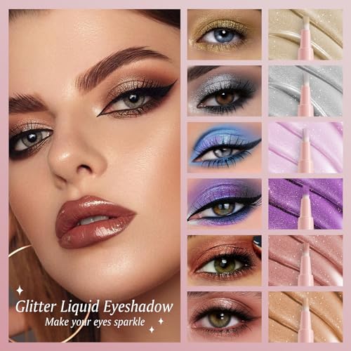4-Color Shimmer Liquid Eyeshadow Stick with Brush