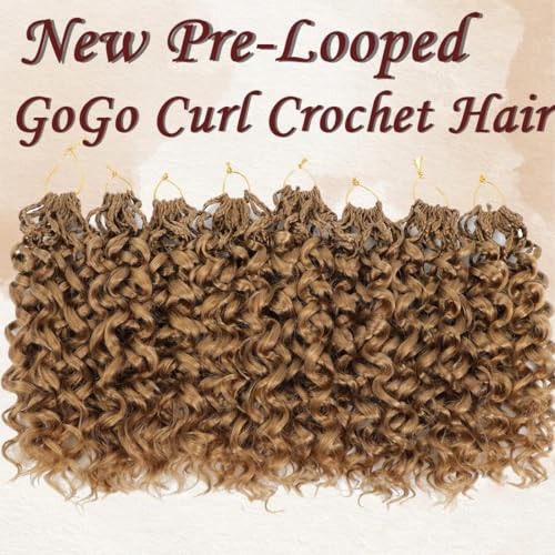 Naniciar 27# Pre Loop Gogo Curl Crochet Hair 8 Inch 8 Packs Water Wave for Black Women