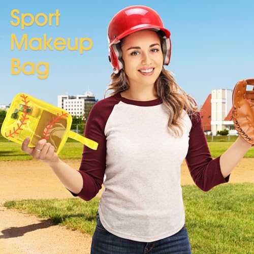 HOMIEE 40PCS Softball Cosmetic Bag, Clear PVC Makeup Bag Portable Toiletry Storage Case, Waterproof Travel Pouch Handbag Purses Organizer 8 x 6 x 2.4''