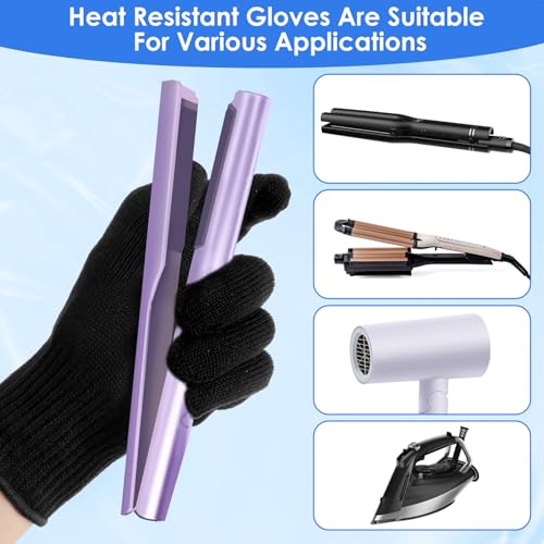 Heat Resistant Gloves for Hair Styling - 2 Pairs Cotton