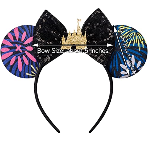 RAZKO Mouse Ears Headband with Sequin Bow