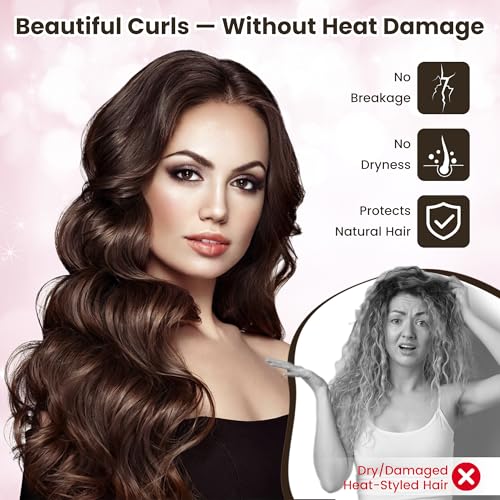 ADETON Heatless Hair Curlers Set Satin Overnight Curling Rods with Bonnet for Long Hair