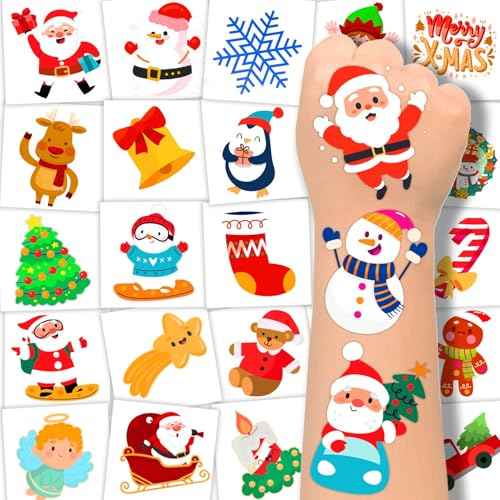 winthrop 240 Pcs Christmas Temporary Tattoos for Kids, Bulk Safety Waterproof Tattoos, Christmas Prizes Assorted Gadgets, Best Choice for Christmas Party Favors, 60 Different Designs Elk Santa Claus
