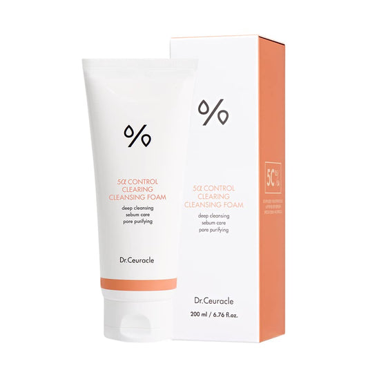 Dr.Ceuracle 5 Alpha Control Cleansing FoamㅣRedness Treatment Face Wash with 0.5% Salicylic AcidㅣKorean Dermatology ProductㅣSebum Control , Pore Cleansing for Acne Prone SkinㅣCentella Asiatica(CICA),