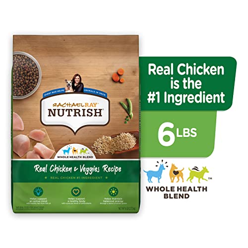 Rachael Ray Nutrish Premium Natural Dry Dog Food with Added Vitamins, Minerals & Taurine, Real Chicken & Veggies Recipe, 6 Pounds (Packaging May Vary)